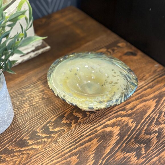 Hand-Blown Glass Trinket Dish or Jewelry Holder, Decorative Hand Blown Art Piece - Picture 1 of 11